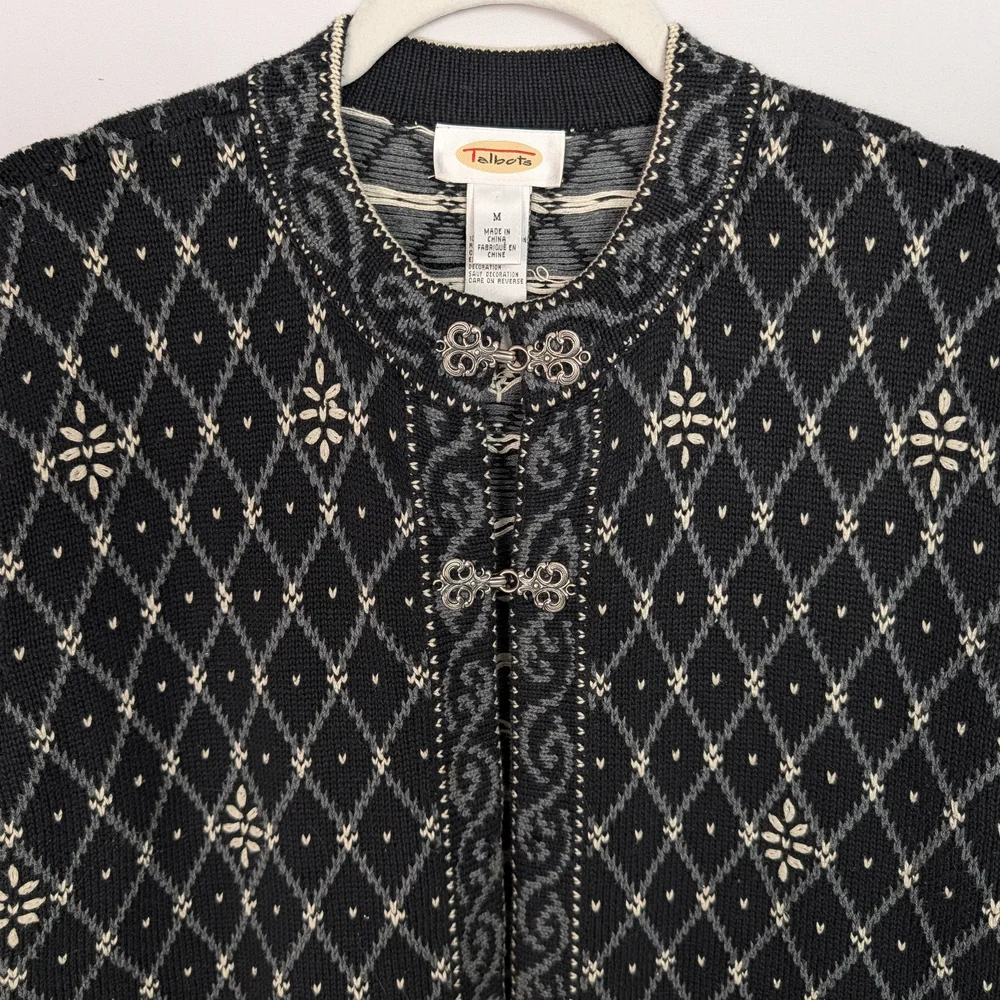 Talbots Nordic Fair Isle Knit Cardigan M - Picture 3 of 9